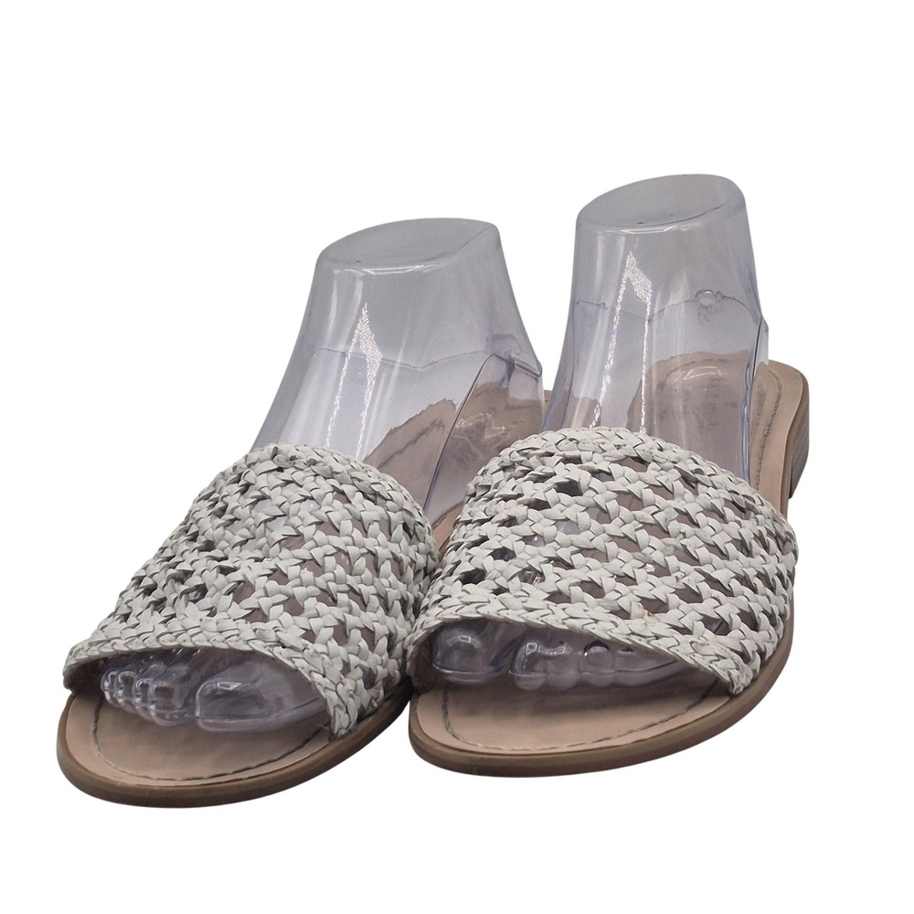 Kate Spade Sandals Womens 10.5 Run Wide White Berlin Woven Leather Slide Slip On